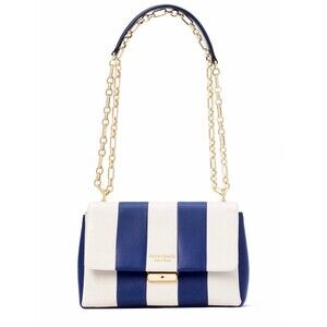 New Kate Spade Carlyle Striped Medium Shoulder bag Leather Outerspace